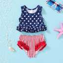 YOUNGER TREE Toddler Baby Girls Summer Swimsuit Sleeveless Striped Swimwear Two-Piece Suit Beach Bikini (Red, S) 18-24M