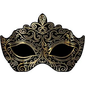3D Masquerade Mask Stand Up Decoration - 4.25' - Gold and Black