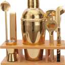 9Pcs-Cocktail Shaker Set Bartending Kit Cocktail Bar Set Cocktail Mix Drink Making Kit Professional Bar and Home Drink Bar Tools for Bartender (Gold, 9Pcs)