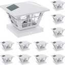GreenLighting Cape Cod Solar Post Cap Lights Fits 4x4 Wood, 4x4 & 5x5 PCV/Vinyl Outdoor Solar Powered Post Cap Light, Fence Post, Landscaping, Deck, Garden- Bright LED, Waterproof White 12 Pack