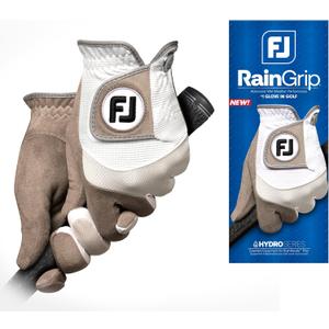 FootJoy Men's RainGrip Golf Glove, Pair (Medium/Large, White/Grey) FootJoy Men's RainGrip Golf Glove, Pair (Medium/Large, White/Grey)