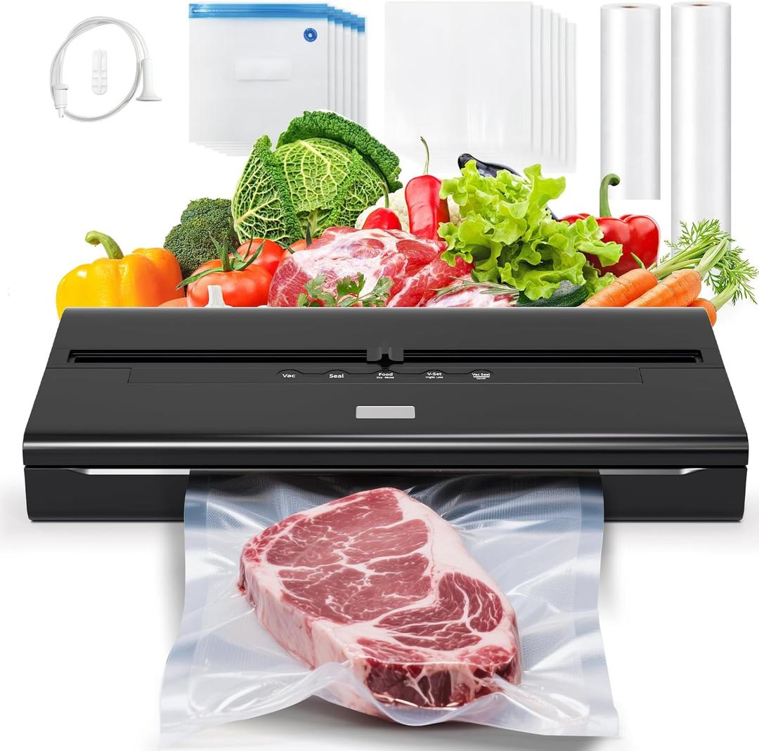 Vacuum Sealer Machine, 85Kpa vacuum sealer for food with Bags Storage and Built-in Cutter,food vacuum sealer machine,Complete Starter Kits