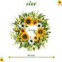 zjlmit Spring Wreath 20 Inch Artificial Summer Wreath Spring Wreaths for Front Door Made of Silk Material with Sunflowers Daisy Flowers and Green Leaves for Windows Cabinets and Walls