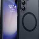 CANSHN Designed for Samsung Galaxy S23 Case [Full Camera Protection] [Compatible with MagSafe] Translucent Matte Shockproof Protective Phone Cover 6.1 Inch - Black