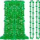 St Patricks Day Necklace, 24PCS Shamrock Green Beads St Patrick's Day Accessories, Irish Saint Patricks Day Necklaces Bulk, St. Patricks Day 4 Leaf Clover Decorations Throw for Parade Party Supplies