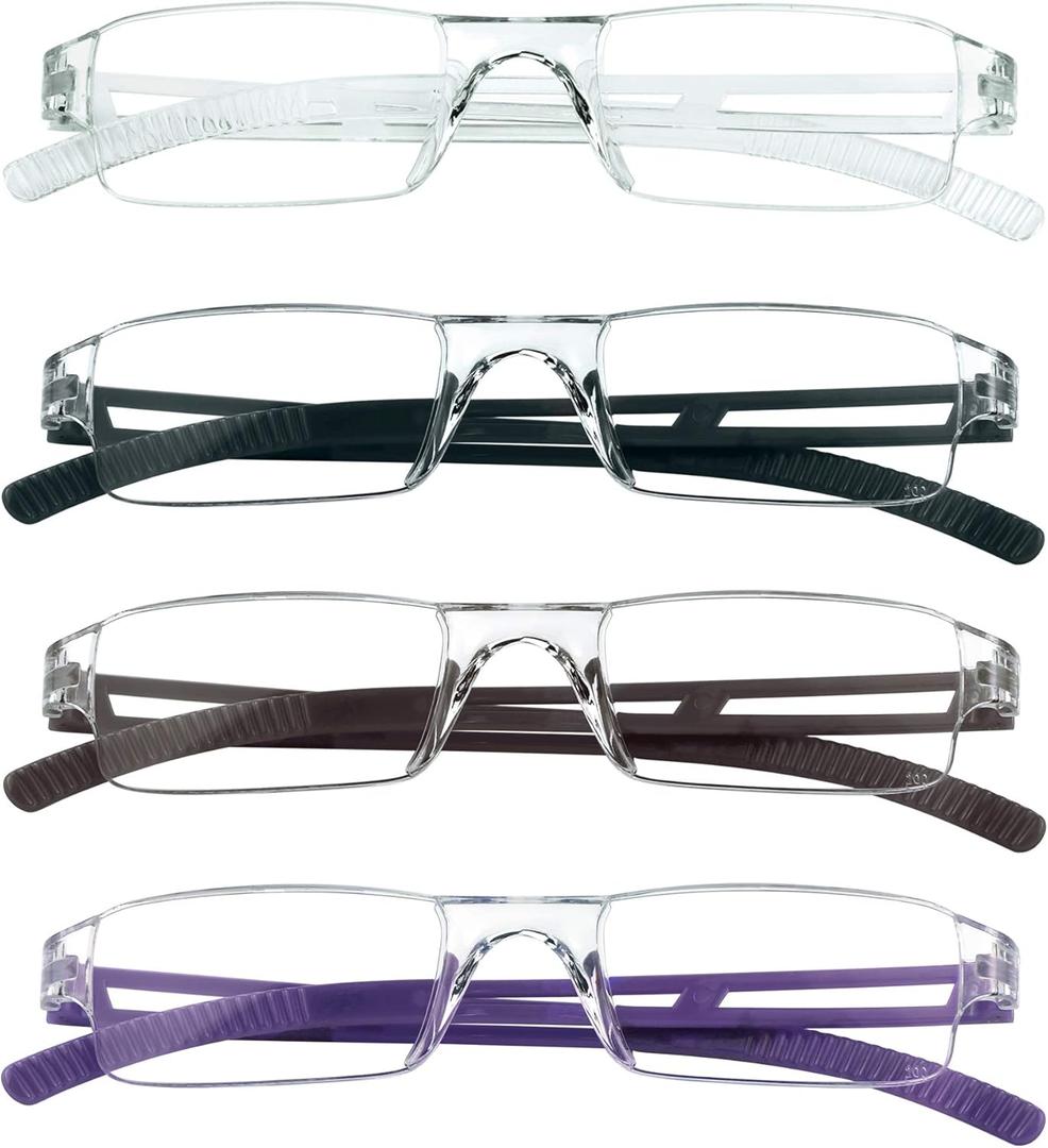 LifeArt 2/4 Pairs Reading Glasses, Blue Light Blocking Glasses, Computer Glasses for Men and Women, Rectangle Eyewear Frame (4color)