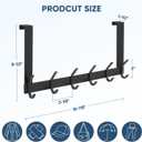 2 x TICONN Over The Door Hooks, 6 Heavy Duty Dual Coat Rack All Aluminium Coat Hanger for Jacket Hat Towel in Bathroom Bedroom Dorm(Black, 1PK)