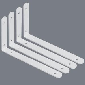 Alise Floating Shelf Brackets,White Bracket for Shelves Heavy Duty L Wall Bracket Corner Brace,Stainless Steel Joint Angle Brackets for Wooden Board Hanging Support,10x6x1.2 Inch Upgraded(Pack of 4)