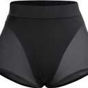 Women High Waist Mesh Tulle Spliced Activewear Yoga Shorts Dance Bottoms Rave Booty Shorts Mini Hot Pants (Small, Black)