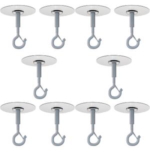 No Hole No Drilling Adhesive Ceiling Hooks for Hanging Plants Lights Wind Chimes Lantern, Sticky J Hooks Eye Hook for Hanging Indoor Outdoor (White)