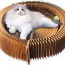 Cat Scratcher Lounge Bed, Collapsible Magic Organ Cardboard Cat Bed, Round Cat Scratching Bed Nest for Indoor Big Large Kitty Kitten Cats