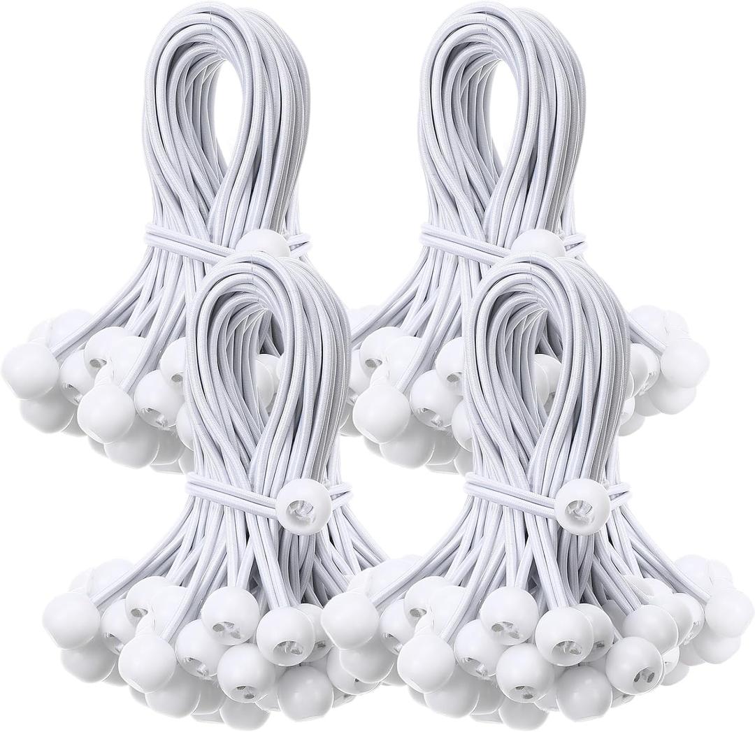 100 Pcs Ball Bungee Cords 6 Inch Bulk Bungee Balls Heavy Duty Outdoor Indoor for Shelter Camping Canopy Cargo Tents Poles (White)