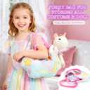 HUITEM Unicorn Toys for Girls Age 4-6, Ballerina Doll Stuffed Animal with 3 Set Clothes, Plush Bag, Accessories, 16 inch Unicorn Doll Toys Birthday Gift for 3 4 5 6 Year Old Little Girls