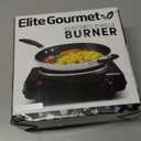 Elite Gourmet Countertop Electric Burner, 1000W Cast Iron Hot Plate, 7 Heat Settings, Portable Cooktop for RV, Dorm, Office & Small Kitchens, Road-Ready & Compact (Single)