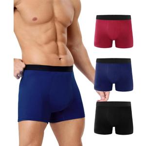 YESWEL Men's Incontinence Underwear, Leak Proof Washable Reusable Cotton Boxer Brief, Heavy Flow Bladder Leak 3 Pack (Multicolor, Medium)
