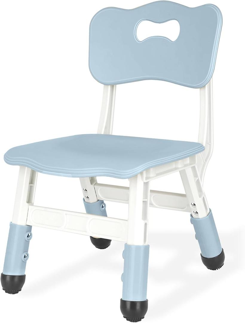 Kids Height Adjustable Toddler Chair Max Load 220LBS Plastic Indoor Outdoor for Children Age 1-6 School Home Daycare Use Bluegrey, Single Child Chair