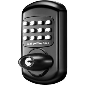 Bravex Keyless Deadbolt Keypad Entry Door Lock Zinc Alloy Sabbath Lock 100% Mechanical Shabbos Lock- No Risk of Low Power, Black