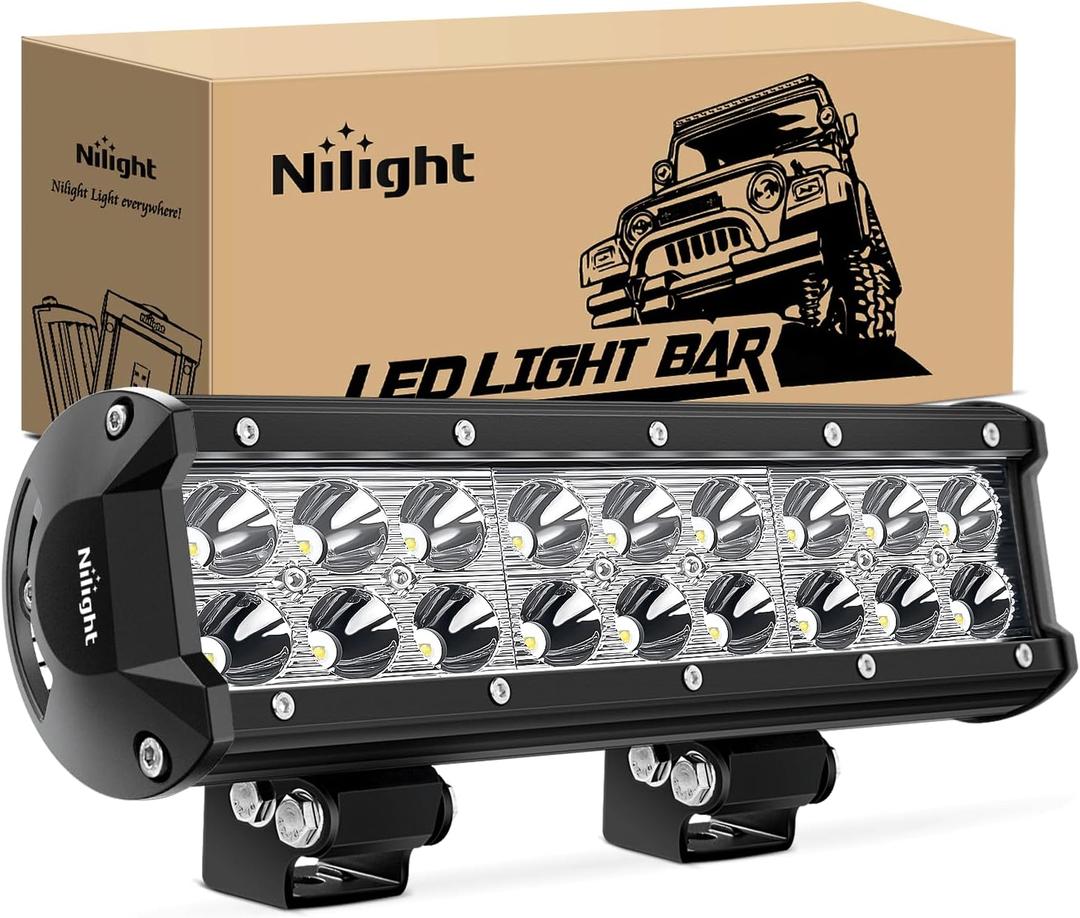 Nilight LED Light Bar 9Inch 54W 3600LM Spot Off Road Driving Lamp Super Bright Waterproof Fog Work Lighting for Trucks SUV ATV UTV Pick-up Boat Tractor 4x4 Van Camper