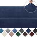 WEERRW Velvet Couch Cover for 3 Cushion Couch Covers - Stretch Sofa Slipcovers with Non Skid Foam and Elastic Bottom, Furniture Protector for Pets, Crafted from Soft Plush Fabric, Navy Blue, Large