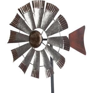 Wind Spinners OutdoorMetal Vintage Style Single Sided Silver Windmill Kinetic Wind Spinner for Outdoor Garden Patio Yard Decor,Diameter 13 Inches