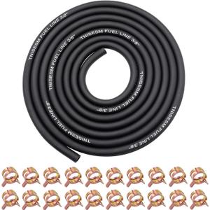 Tnisesm 6.6ft 3/8 Inch Fuel Line Hose with 20 Clamps, Rubber Fuel Line for Lawn Mower Dirt Bike ATV Generator Small Engines, 3/8" ID Fuel Hose for Briggs & Stratton Kohler Kawasaki