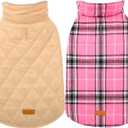 Kuoser Waterproof Dog Coat, Reversible Dog Jacket for Small Dogs, Adjustable Durable Doggie Winter Coat Warm Cozy Puppy Cold Weather Apparel from Small to Large Breed, Pink S (Pack of 1)