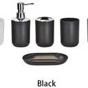 4pcs Bathroom Accessories Set, Toothbrush Holder Tooth Mug Soap Dish Liquid Bottle Bathroom Set Shower Countertop Vanity Organizer(Black)