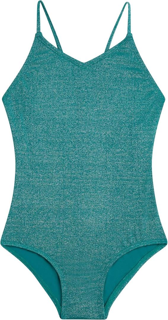 Kanu Surf Girls Hurricane Beach Sport UPF 50 One Piece Swimsuit (4, Sparkle Solid Green)