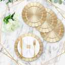 Mifoci 100 Pcs Champagne Gold Charger Plates Bulk 13 Inch Plastic Round Chargers Fluted Edge Dinner Plate Wedding Decoration for Table Setting Wedding Party Event Tabletop, about 13 x 0.8 inches