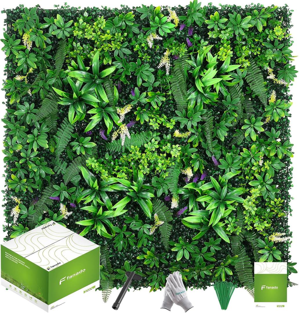 Artificial Grass Wall Panels (20"x 20" 18pcs),Hedge Green Wall Decor Backdrop, UV-Anti Fake Greenery Plant Wall Boxwood Panels for Privacy Fence Screen Outdoor Indoor Wedding Garden Backyard