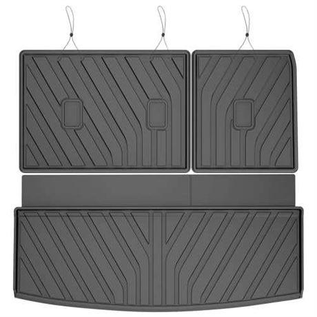 2018-2024 Expedition Trunk Mat with Backrest Mat (not for Max or L Models) - Custom Fit Rear Cargo Liner for Ford Expedition Seat Back Cover All Weather TPE Interior Backrest Protector Seat Liner