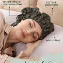 Years Calm Soft Satin Sleep Bonnet for Curly & Natural Hair Care - Adjustable Unisex Bonnet for Women & Men, Soft Breathable Double-Layer Night Cap(Green)