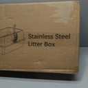 Stainless Steel XL Cat Litter Box for Big Cats, High-Sided Design Prevents Urine Leakage, Non-Stick, Easy to Clean, Odor Control, Includes Scoop, Gray
