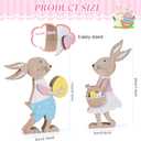 Easter Table Decor Bunny Decorations Wooden Spring Signs for Home, Wood Rabbit Tiered Tray, Mantal Decor for Farmhouse or Office Party Supplies