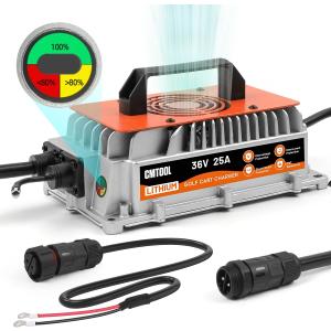 CMTOOL 36V Lithium Battery Charger, 43.8V 25A Fast Charging for Golf Cart, IP67 Waterproof, 36 Volt 25 Amp Lithium Charger, Fully Automatic Smart Charging