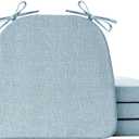 Chair Cushions for Dining Chairs Set of 3, Non Slip Kitchen Chair Pads, 17" x 16" x 2", Indoor Dining Chair Cushions with Ties, D-Shaped Seat Cushions for Kitchen Chairs, Light Blue