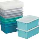 Cubby Storage Bins with Non-Snap Lids, Multipurpose Organization, Contemporary, 10-Piece