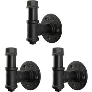 3 Pack Industrial Iron Pipe Robe and Towel Hooks Wall Mounted Home Decor, Bathroom Hardware Rustic Vintage Style Heavy Duty Farmhouse DIY Coat Hook for Wall Hanging