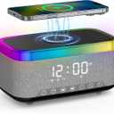 Alarm Clock with Wireless Charging, Alarm Clocks for Bedrooms, Bluetooth Alarm Clock, RGB Night Light - Multi-Functional Smart Alarm Clock for Adults & Teens Black