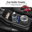 Silicone Cup Holder Coaster Compatible with Jeep Wrangler JL JLU 4XE/ Gladiator JT 2018-2025 Accessories, Cup Holder Inserts with Small Coin Storage Box, Anti-Slip Cup Holder Mat Pad Liner