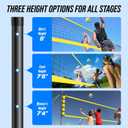 Outdoor Volleyball Net Set for Backyard & Beach, 32FT Regulation Size, Easy Setup Adjustable Height Poles, Portable Net System with PU Volleyball, Pump & Carry Bag