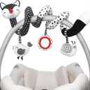 XIXILAND Baby Spiral Plush Toys, Black and White Baby Car Seat Toys, High Contrast Infant Newborn Toy 0-6 Months for Stroller Crib Mobile, Sensory Toy Best Gift for 0 3 6 9 12 Months Boys Girls