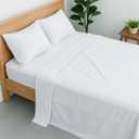 Cottington Lane 100% Cotton Olympic Queen Sheet Set, 4 Piece White Luxury Hotel Quality Sheets, Deep Pocket Fits 8-16 Inch Mattress, Breathable, Durable, Cooling Sheets with Smooth Satin Weave