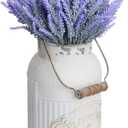 Yoillione Milk Jug, Farmhouse Vase, Decor with Handle - White Metal Vase for Artificial Flowers
