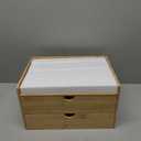 Wisuce Desk Organizer with Drawers - Bamboo Desktop Organizer Storage-Natural Wood Desk Drawers Organizer for Bills, Office Supplies, Cosmetics, Seals No Assembly Required(2 drawers with Shelf)