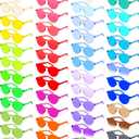 Xuhal 50 Pairs Colored Sunglasses Rimless Round Party Sunglasses Frameless Colored Glasses Transparent Candy Color Tinted Eyewear for Women Men Girls Adults