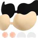 2 x SAMFLAG Sticky Bra Backless Backless Strapless Bra Push Up for Nipple Cover Suitable for Daily, Party, Weddings Dress wear(Nude,C)
