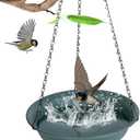 Pack of 2 Afrine Hanging Bird Bath for Outside, Hanging Bird Water Feeder for Outdoor, Birdbath Bowl, Birdbaths for Outdoors Balcony Window Backyard Garden, Small Large Wild Birdfeeder Tray (12", Green)