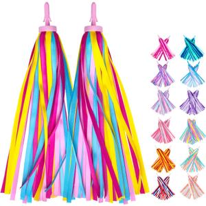 Bike Streamers Bike Tassels for Kids 1 Pair, Kids Bike Accessories Scooter Bicycle Tricycle Handlebar Streamers Handle Bar Grips Accessories for Girls and Boys (Rainbow)