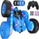 Jimdella Remote Control Car,RC Cars with Sides Light Strip and Headlights,Double Sided 360 Flips Rotating RC Stunt Car,2.4Ghz All Terrain Toys for Ages 4-8 Kids Toy for Boys Birthday Gift(Blue)